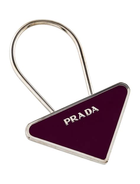 prada triangle keychain|Prada Triangle Logo Key Chain .